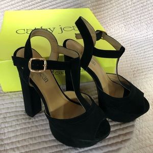 Cathy Jean Black Strappy Heels
